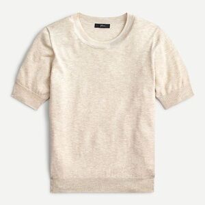 J. Crew Short-Sleeve Crewneck Sweater in Cream